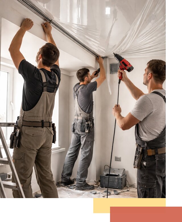 Монтаж глянцевого натяжного потолка в Ефремове быстро и качественно