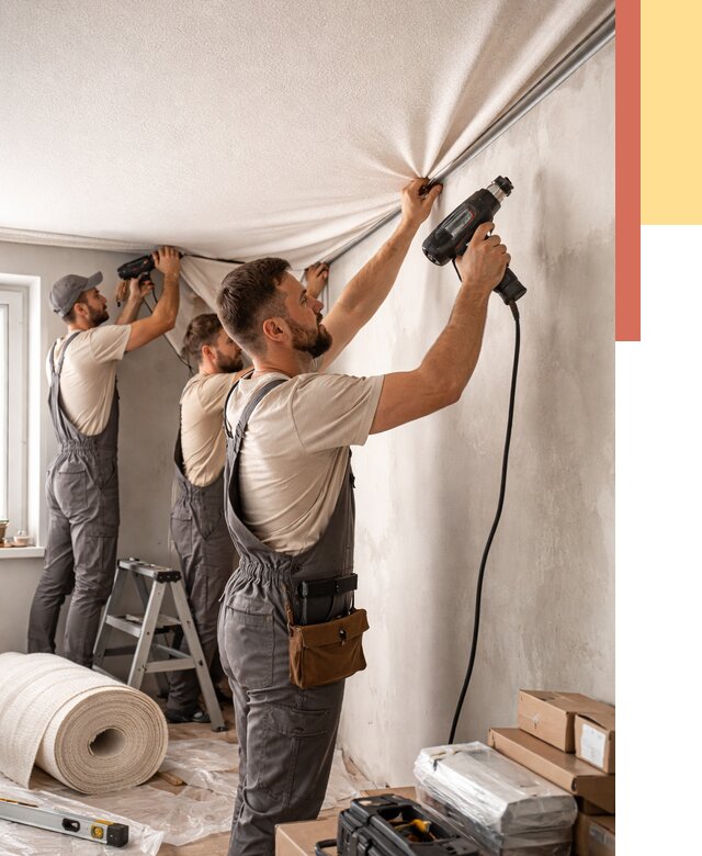 Монтаж фактурного натяжного потолка в Ефремове от 768 руб. — ОТДЕЛОЧНИК-Фрм