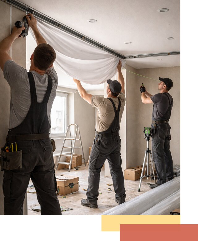 Монтаж парящего натяжного потолка под ключ в Ефремове