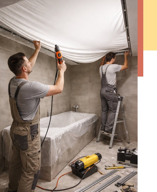 Монтаж натяжного потолка в ванной в Ефремове от 1229 руб. под ключ | ОТДЕЛОЧНИК-Фрм