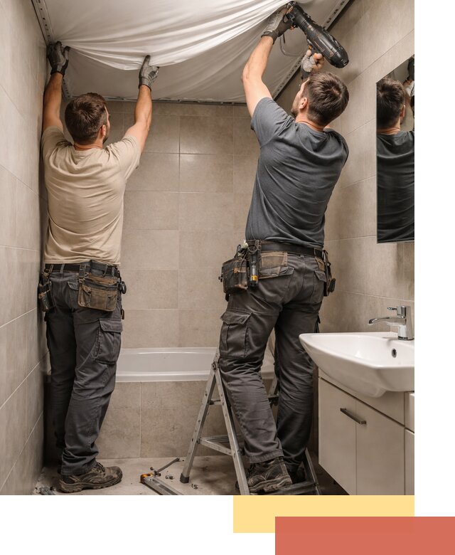 Монтаж натяжного потолка в ванной в Ефремове быстро и качественно