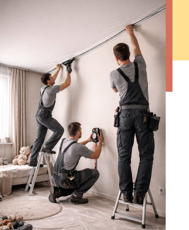 Монтаж натяжного потолка в детской в Ефремове от 3586 руб. — быстро и недорого | ОТДЕЛОЧНИК-Фрм