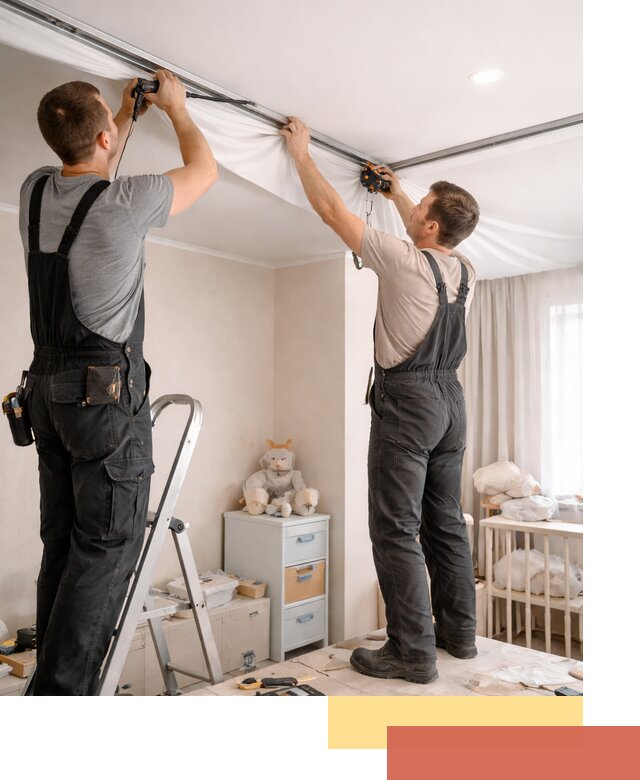 Монтаж натяжного потолка в детской комнате в Ефремове