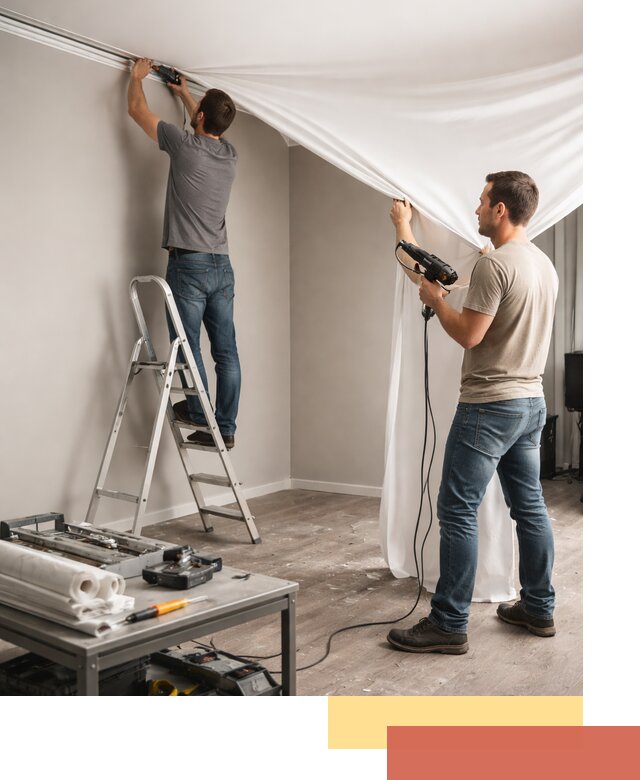 Монтаж натяжного потолка в студии в Ефремове