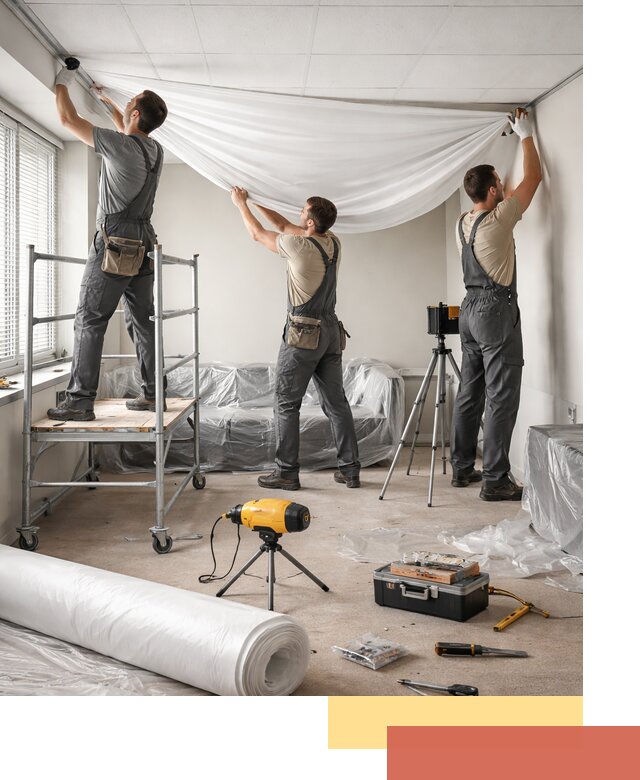 Монтаж натяжного потолка в офисе в Ефремове