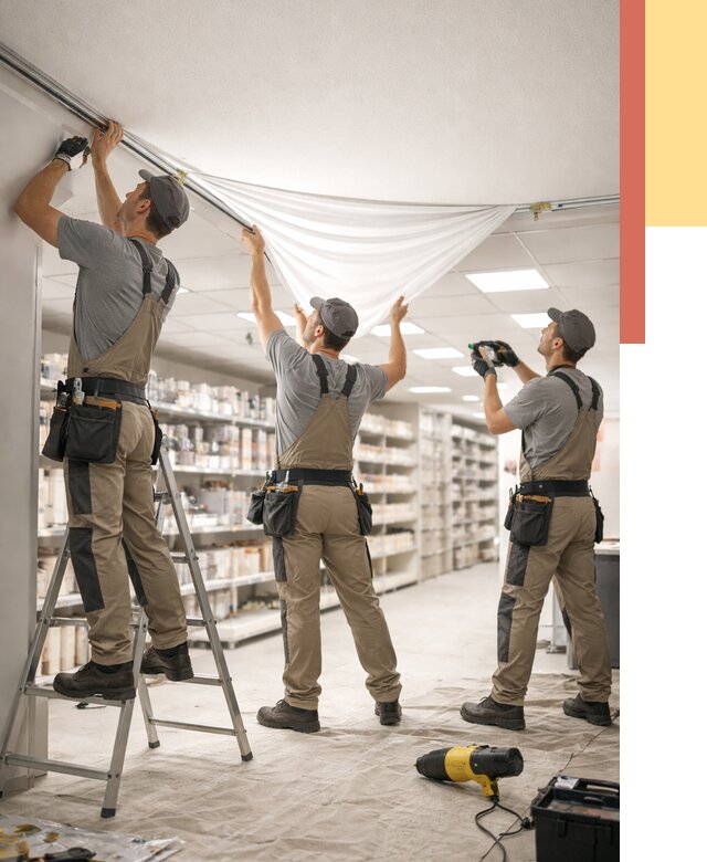 Монтаж натяжного потолка в магазине в Ефремове от 4610 руб. быстро и недорого | ОТДЕЛОЧНИК-Фрм