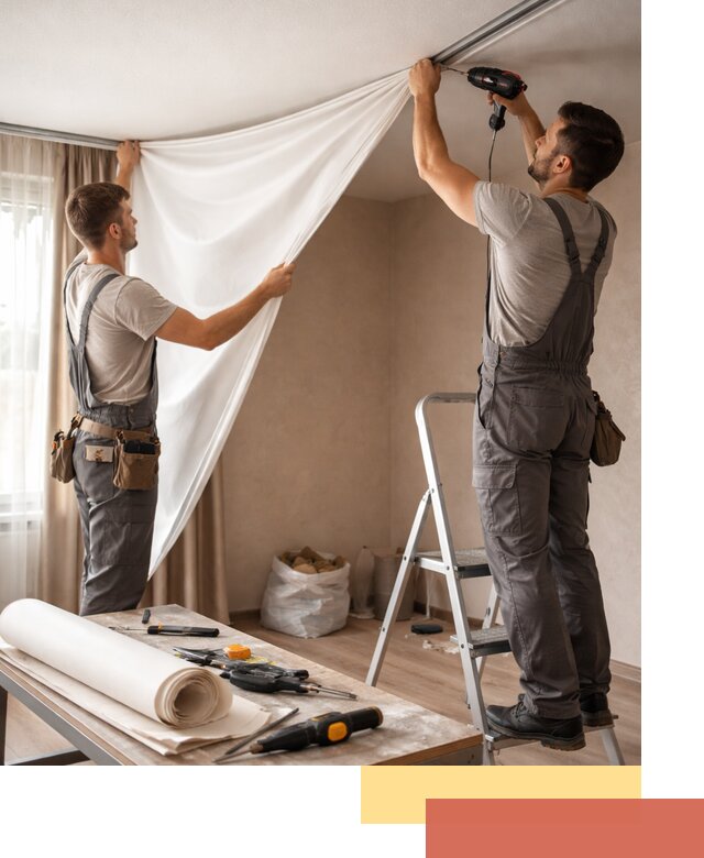 Замена полотна натяжного потолка в Ефремове быстро и качественно