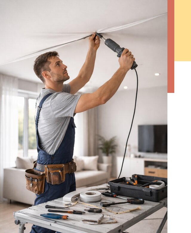 Ремонт натяжных потолков в Ефремове от 9733 руб. под ключ — ОТДЕЛОЧНИК-Фрм