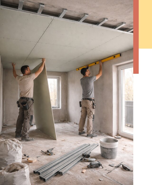 Одноуровневый потолок из гипсокартона в Ефремове от 768 руб. — монтаж под ключ | ОТДЕЛОЧНИК-Фрм