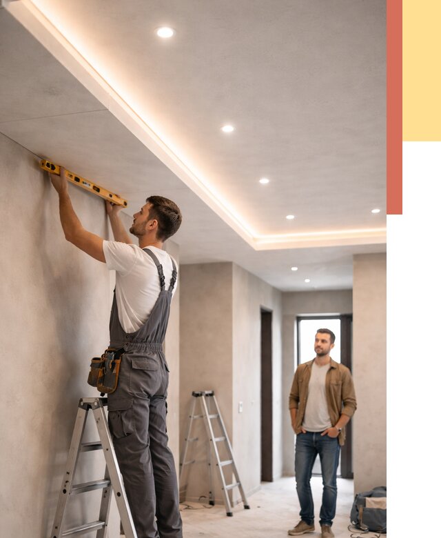 Потолок из гипсокартона с подсветкой в Ефремове от 768 руб./м2 под ключ | ОТДЕЛОЧНИК-Фрм