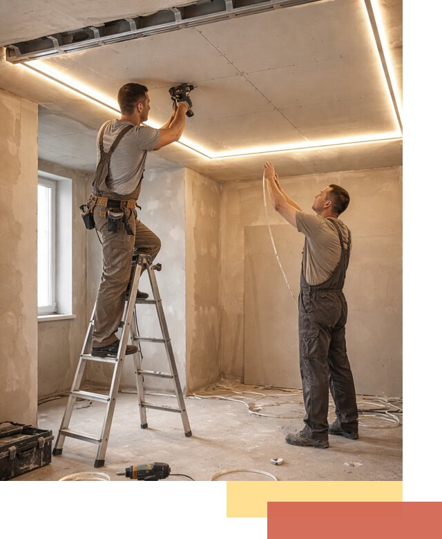 Потолок из гипсокартона с подсветкой в Ефремове