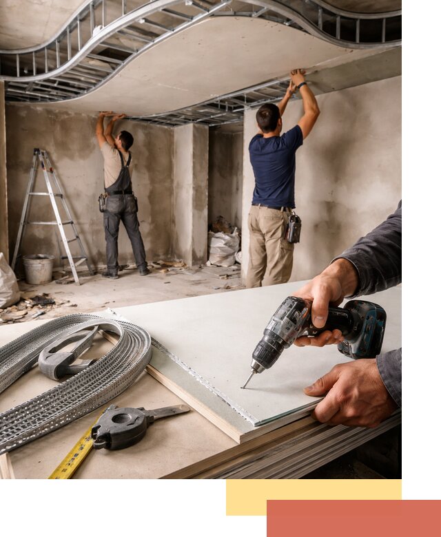 Криволинейный потолок из гипсокартона в Ефремове — монтаж и отделка