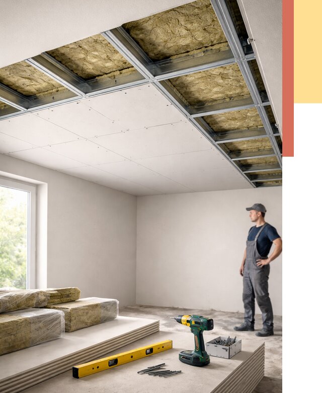 Звукоизоляция потолка ГКЛ в Ефремове от 973 руб. — монтаж под ключ | ОТДЕЛОЧНИК-Фрм