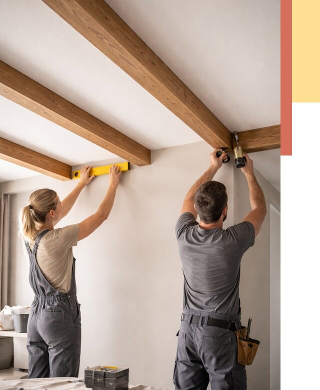 Монтаж декоративных балок на потолок в Ефремове от 4303 руб. — ОТДЕЛОЧНИК-Фрм