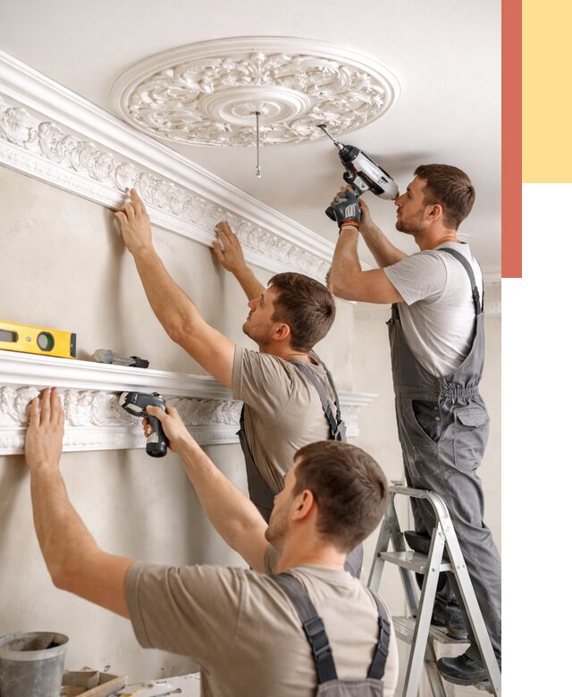 Монтаж лепнины на потолок в Ефремове от 3278 руб. быстро и недорого | ОТДЕЛОЧНИК-Фрм