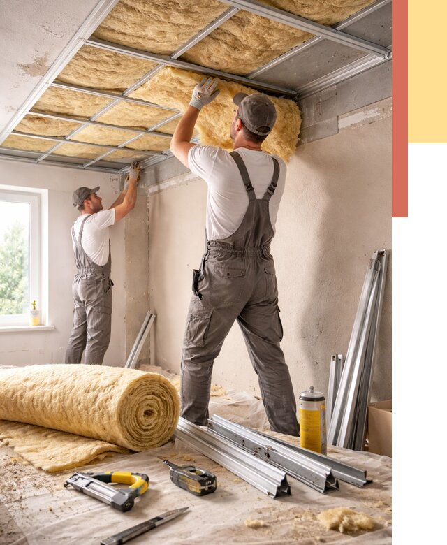 Утепление потолка в Ефремове от 7376 руб/м2 — недорого, быстро, под ключ | ОТДЕЛОЧНИК-Фрм